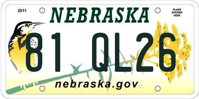 NE license plate 81QL26