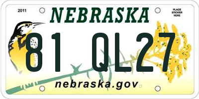 NE license plate 81QL27