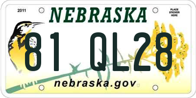 NE license plate 81QL28