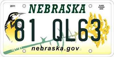 NE license plate 81QL63