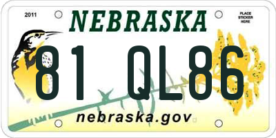 NE license plate 81QL86