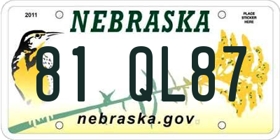 NE license plate 81QL87