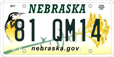 NE license plate 81QM14