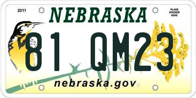NE license plate 81QM23