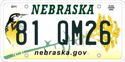 NE license plate 81QM26