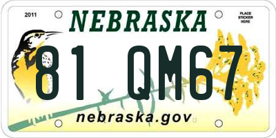 NE license plate 81QM67