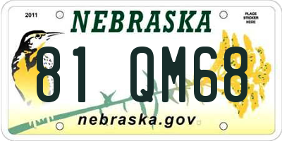 NE license plate 81QM68