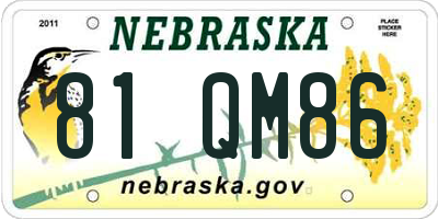NE license plate 81QM86