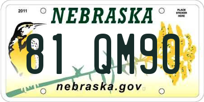 NE license plate 81QM90