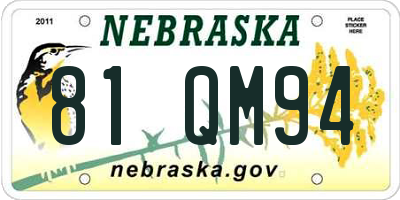NE license plate 81QM94