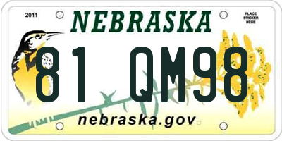 NE license plate 81QM98