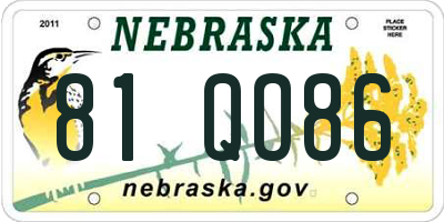 NE license plate 81QO86