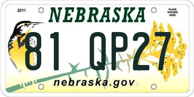 NE license plate 81QP27