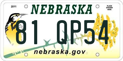 NE license plate 81QP54