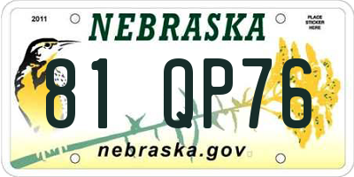 NE license plate 81QP76