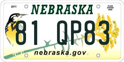 NE license plate 81QP83