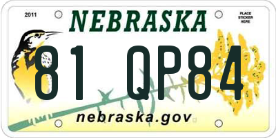 NE license plate 81QP84