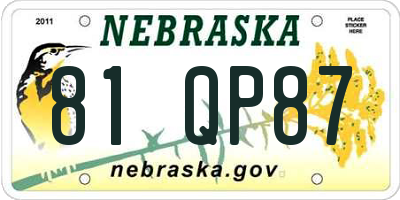 NE license plate 81QP87
