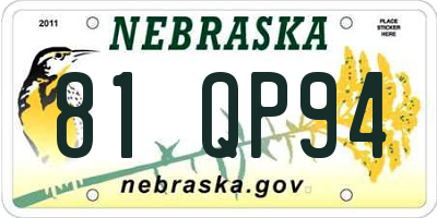 NE license plate 81QP94
