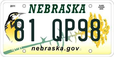 NE license plate 81QP98