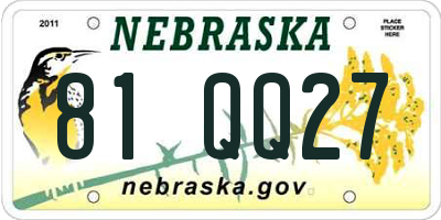 NE license plate 81QQ27