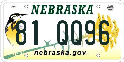 NE license plate 81QQ96