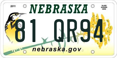 NE license plate 81QR94