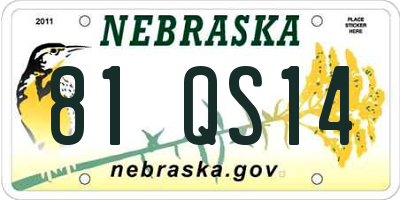 NE license plate 81QS14