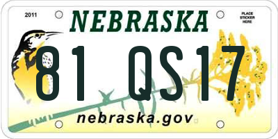 NE license plate 81QS17