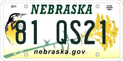 NE license plate 81QS21