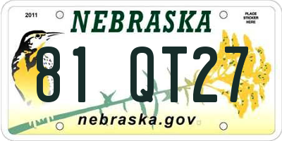 NE license plate 81QT27