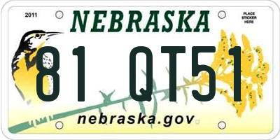NE license plate 81QT51