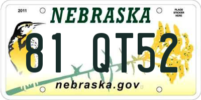 NE license plate 81QT52