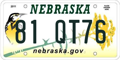NE license plate 81QT76