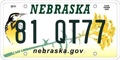 NE license plate 81QT77