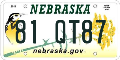 NE license plate 81QT87