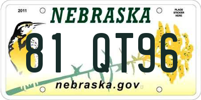 NE license plate 81QT96