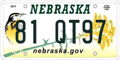NE license plate 81QT97