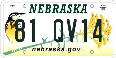 NE license plate 81QV14