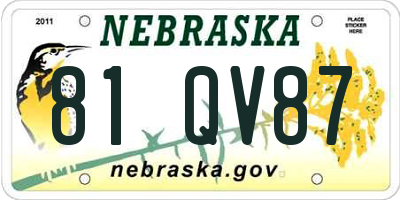 NE license plate 81QV87