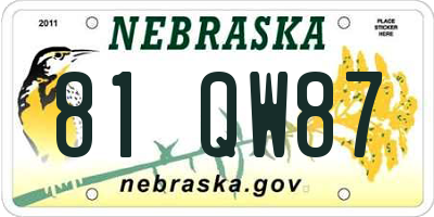 NE license plate 81QW87
