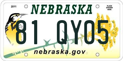 NE license plate 81QY05