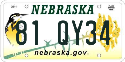 NE license plate 81QY34