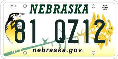 NE license plate 81QZ12
