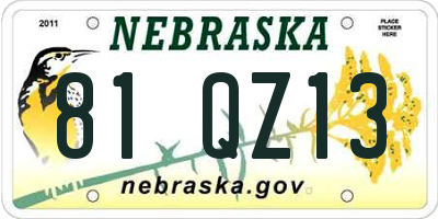 NE license plate 81QZ13