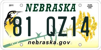 NE license plate 81QZ14