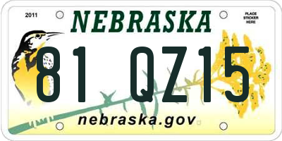 NE license plate 81QZ15
