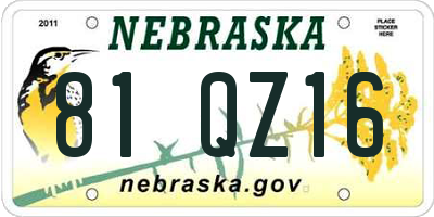 NE license plate 81QZ16