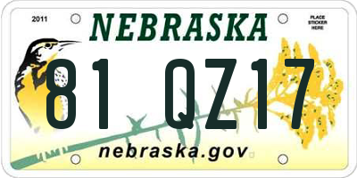 NE license plate 81QZ17