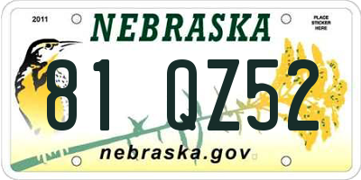 NE license plate 81QZ52